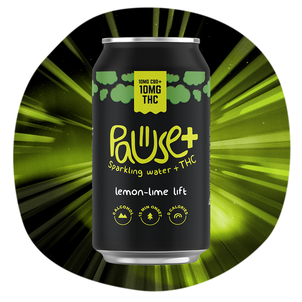 10MG THC + CBD infused Lemon Lime Lift Pause+ Sparkling Water 6pk