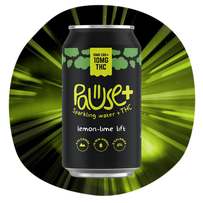 10MG THC + CBD infused Lemon Lime Lift Pause+ Sparkling Water 6pk