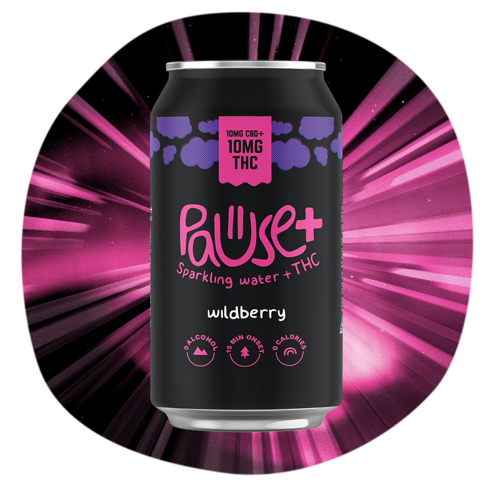 10MG THC + CBD infused Wildberry Pause+ Sparkling Water 6pk